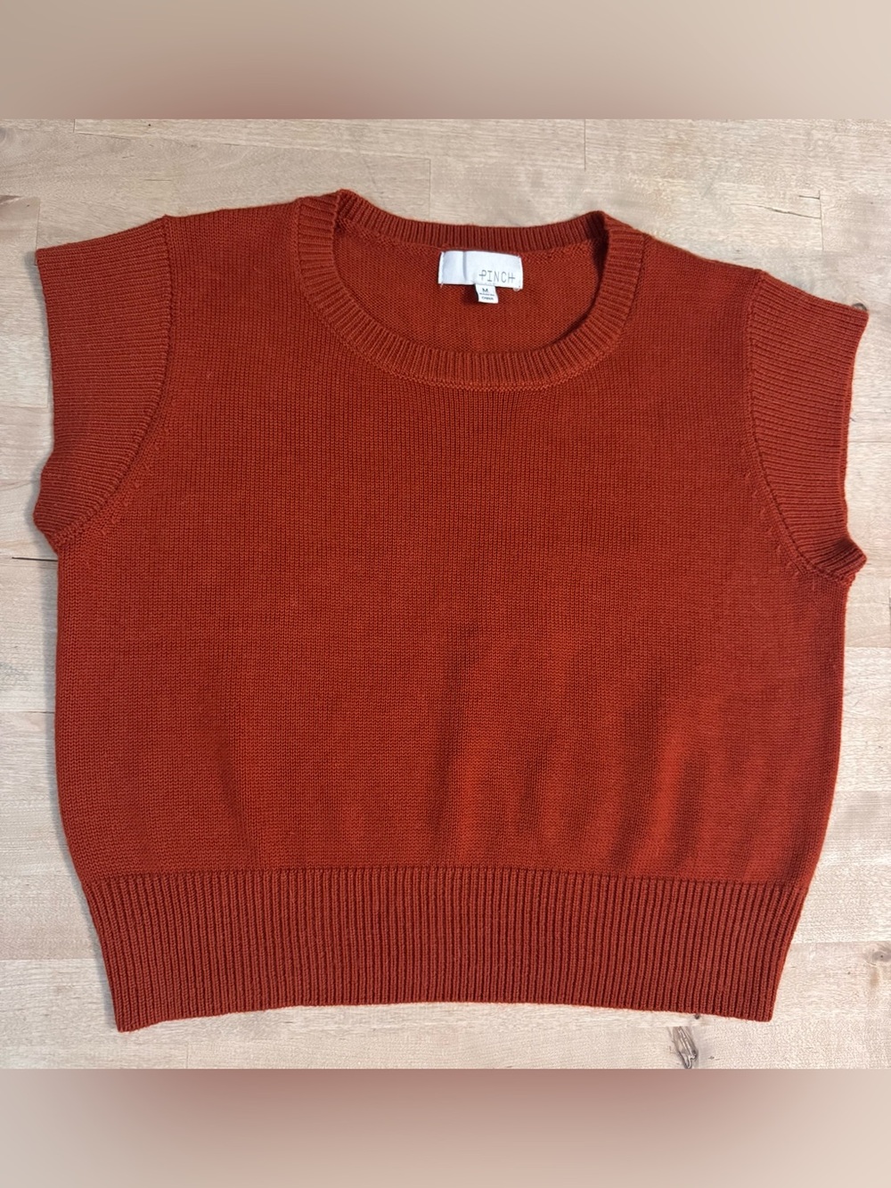 Pinch rust Crewneck Cap-Sleeve Sweater
